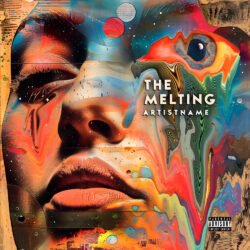 Melting premade lsd cover art design - for Alternative Rock, Ambient Music - style Abstract, Collage - in Red, Orange Color