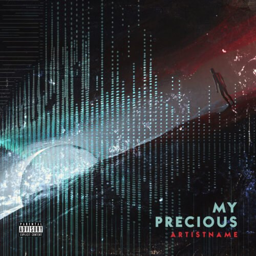 My Precious premade sci-fi cover art - for Electronic, Dark Synth Music - style Abstract, Cyberpunk - in Black, Blue Color