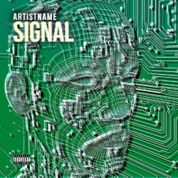 Signal premade cover art design - for Electronic, Industrial Music - style Cyberpunk, Futuristic Style - in Green, White Color