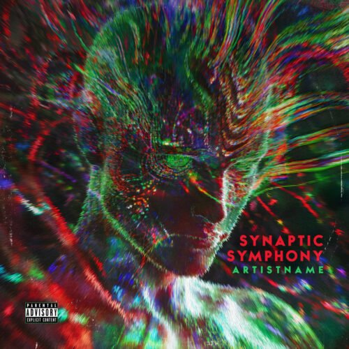 Synaptic Symphony cover art design - for Ambient, Bass Music Music - style Abstract, Chromatic Art - in Red, Green Color