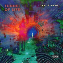 Tunnel of Life progressive cover art - for Ambient, Dark Electro Music - style Abstract, Acid Graphics - in Red, Orange Color