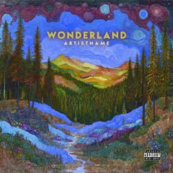 Wonderland premade cover art design - for Indie Folk, Folk Music - style Post-Impressionism, Impressionism - in Blue, Green Color