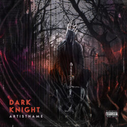 Dark Knight premade cover art design - for Black Metal, Death Metal Music - Dark Fantasy, Dark Surrealism Style - in Black, Grey Color