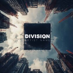 Division city buildings cover art design - for Industrial Rock, Alternative Metal Music - Photographic, Cinematic Style Style - in Black, Grey Color