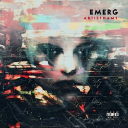 Emerg Emo Cover Art Design - For Alternative Rock, Darkwave Music - Style Glitch Art, Collage - In Red, Blue Color
