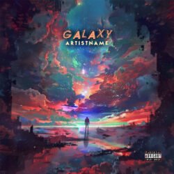 Galaxy premade landscape cover art design - for Ambient, Electronic Music - style Abstract, Cinematic Style - in Blue, Purple Color