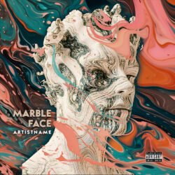 Marble Face premade cover art design - for Alternative Hip-Hop, Electronic Music - style Surrealist, Abstract - in Pink, Blue Color