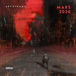 Mars 2030 premade cover artwork design - for Alternative Metal, Ambient Music - style Cinematic Style, Conceptual Art - in Red, Black Color