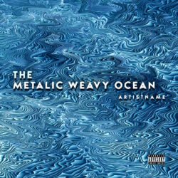 Metallic Wavey ocean cover art design - for Ambient, Electronic Music - style Abstract, Futuristic Style - in Blue, Black Color