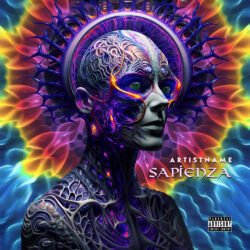 Sapienza premade stoner rock cover art - for Electronic, Trance Music - style Sci-Fi Style, Psychedelic Art - in Blue, Purple Color
