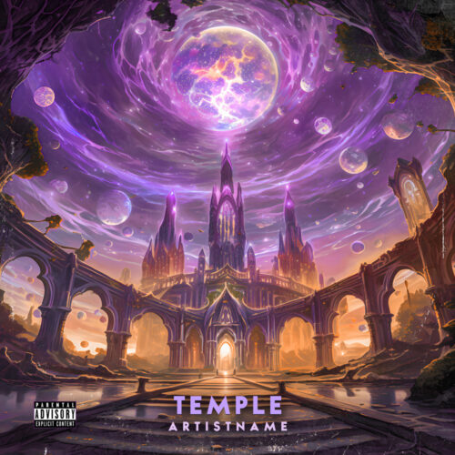 Temple - Premade Album Cover Art - in Purple & Pink - for Lo-Fi, Ambient, Chillhop Music