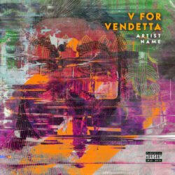 V for Vendetta premade cover art design - for Alternative Hip-Hop, Dark Electro Music - style Acid Graphics, Collage - in Red, Orange Color