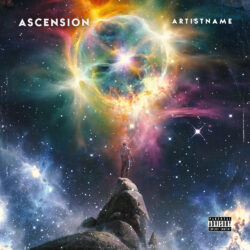 Ascension premade cover art design - for Space Rock, Ambient Music - Digital Painting, Sci-Fi Style Style - in Blue, Purple Color