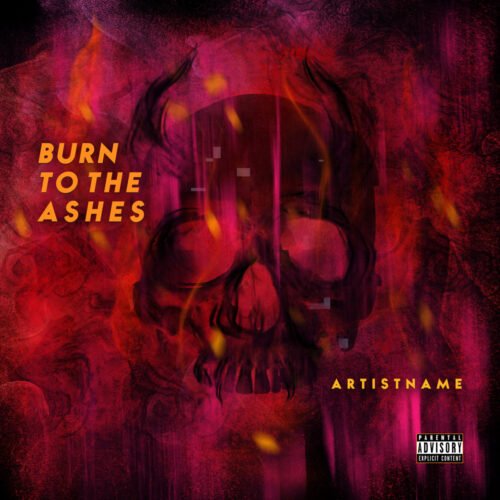 Burn To The Ashes premade cover art design - for Alternative Metal, Death Metal Music - style Dark Fantasy, Gothic Art - in Red, Pink Color