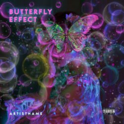 Butterfly Effect premade cover art design - for Electronic, Synth-Pop Music - style Double Exposure, Surrealist - in Pink, Purple Color