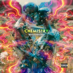 Love Chemistry premade cover art design - for Alternative Rock, Synth-Pop Music - style Surrealist, Conceptual Art - in Blue, Pink Color