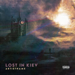 Lost in Kiev premade cover art design - for Post-Rock, Ambient Music - Digital Painting, Cinematic Style Style - in Purple, Yellow Color