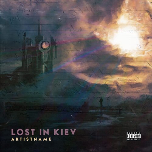 Lost in Kiev premade cover art design - for Alternative Rock, Ambient Music - style Cinematic Style, Conceptual Art - in Purple, Blue Color