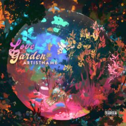 Love Garden premade cover art design - for Ambient, Chillout Music - style Abstract, Impressionism - in Blue, Pink Color
