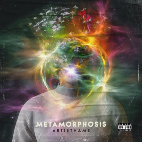 Metamorphosis premade cover art design - for Alternative Rock, Ambient Music - style Abstract, Cinematic Style - in Black, Green Color