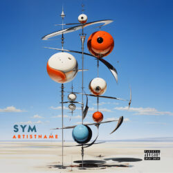 Sym premade surreal cover art design - for Electronic, Ambient Music - 3D Render, Surrealist Style - in Blue, Orange Color