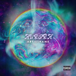 Aurora premade album cover art design - for Ambient, Chillwave Music - style Cinematic Style, Psychedelic Art - in Blue, Purple Color