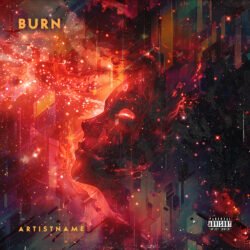Burn premade album cover art des - for Alternative Rock, Electronic Music - style Surrealist, Abstract - in Red, Orange Color