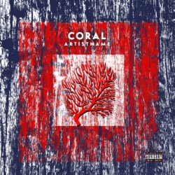 Coral premade album cover art design - for Alternative Rock, Indie Rock Music - style Collage, Minimalist - in Red, Blue Color