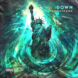 Down premade rap cover art design - for Hip-Hop, Trap Music - Digital Painting, Dark Surrealism Style - in Green, Blue Color
