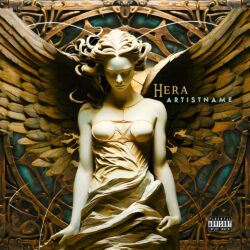 Hera premade angel album cover art design - for Symphonic Metal, Gothic Metal Music - Art Nouveau, Neoclassical Art Style - in Brown, Cream Color