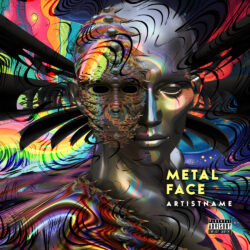 Metal Face premade cover art design - for Alternative Hip-Hop, Experimental Music - 3D Render, Abstract Style - in Black, Grey Color