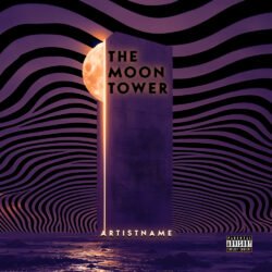 Moon tower premade album cover art design - for Psychedelic Rock, Space Rock Music - style Psychedelic Art, Sci-Fi Style - in Purple, Black Color