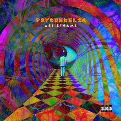 Psychedelia album cover art design - for Psychedelic Rock, Neo-Psychedelia Music - Psychedelic Art, Surrealist Style - in Purple, Pink Color