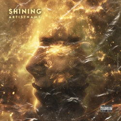 Shining premade cosmic album cover art design - for Progressive Metal, Dark Synth Music - Digital Art, Dark Fantasy Style - in Yellow, Orange Color