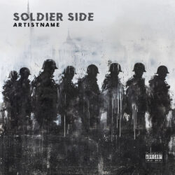 Soldier Side album cover art design - for Alternative Rock, Post-Rock Music - Digital Painting, Expressionism Style - in Black, Grey Color