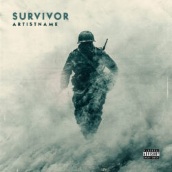 Survivor premade album cover art design - for Hard Rock, Heavy Metal Music - Cinematic Style, Photographic Style - in Grey, Black Color