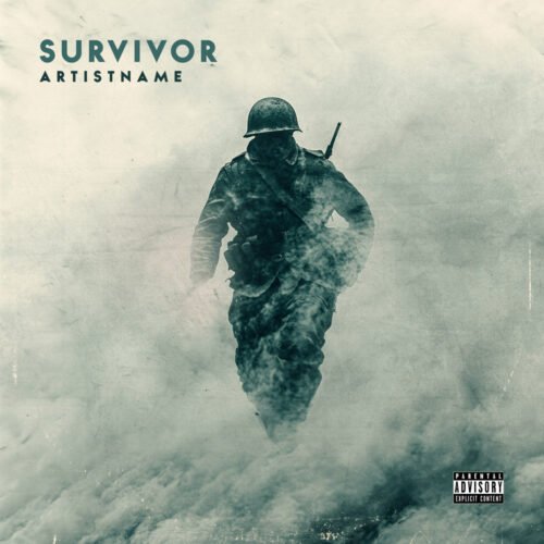 Survivor premade album cover art design - for Alternative Metal, Alternative Rock Music - style Cinematic Style, Photographic - in Black, Grey Color