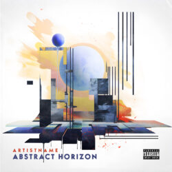 Abstract Horizon cover art design - for Ambient, Electronic Music - Abstract, Digital Art Style - in Blue, Yellow Color