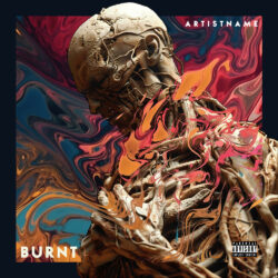 Burnt premade Stoner Metal album cover art - for Alternative Metal, Death Metal Music - 3D Render, Digital Art Style - in Red, Orange Color
