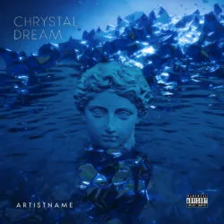 Crystal Dream album cover art - for Ambient, Darkwave Music - style Abstract, Conceptual Art - in Blue, Black Color