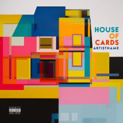 House of Cards album cover art - for Art Pop, Indie Pop Music - Abstract, Geometric Art Style - in Blue, Pink Color