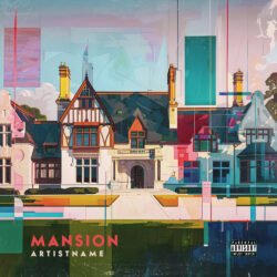 Mansion premade album cover art design - for Indie Pop, Alternative Rock Music - style Collage, Abstract - in Blue, Green Color