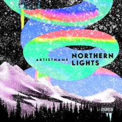 Northern Lights premade cover art design - for Electronic, Synth-Pop Music - Digital Painting, Psychedelic Art Style - in Black, White Color