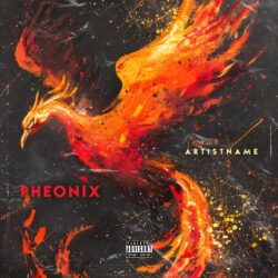 pheonix album cover art - for Alternative Metal, Alternative Rock Music - style Action Painting, Conceptual Art - in Red, Orange Color