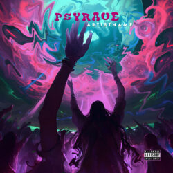 Psyrave premade album cover art design - for Psytrance, EDM Music - Digital Art, Psychedelic Art Style - in Pink, Purple Color