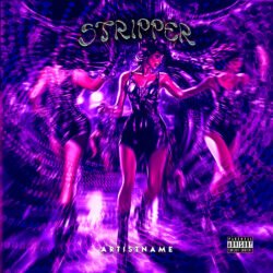 Stripper album cover art design - for Dance-Pop, Electro Music - style Acid Graphics, Cyberpunk - in Pink, Purple Color