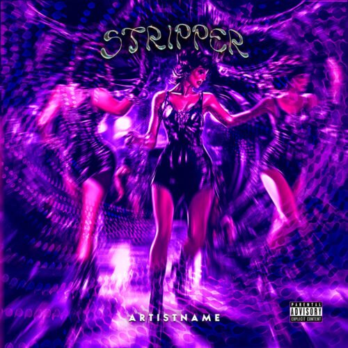 Stripper album cover art design - for Dance-Pop, Electro Music - style Acid Graphics, Cyberpunk - in Pink, Purple Color