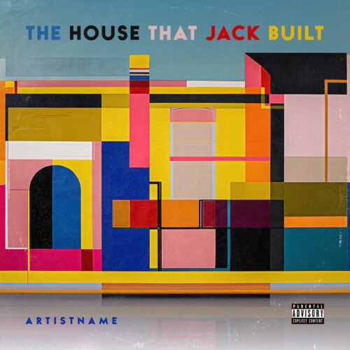 The House That Jack Built cover art design - for Indie Pop, Alternative Rock Music - style Abstract, Bauhaus - in Yellow, Blue Color