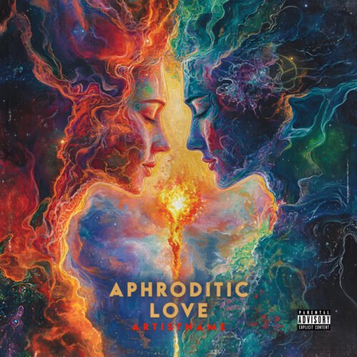 Aphroditic Love cover art design - for Ambient, Dream Pop Music - style Abstract, Expressionism - in Red, Orange Color