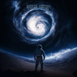 Beast storm cover art design - for Ambient, Dark Ambient Music - style Cinematic Style, Conceptual Art - in Blue, Black Color